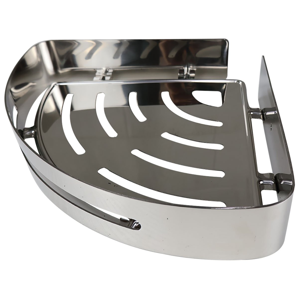 High Grade Stainless Steel Bathroom Corner Shelf Round Mirror Finish 9*9 Inch